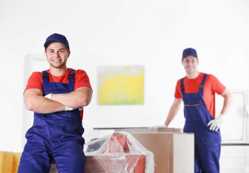 Office removals planning in Balham with moving boxes and workspace setup