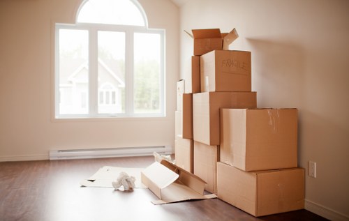 Separated cardboard, wood, and electronics ready for recycling