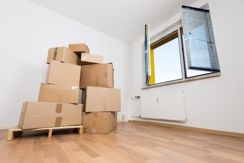 Organized packed boxes ready for home moves in Balham