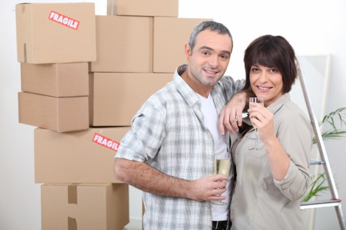 Local business relocation scene in Balham with transport and office equipment