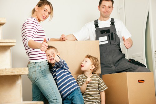 Packed boxes prepared for a man and van move in Balham